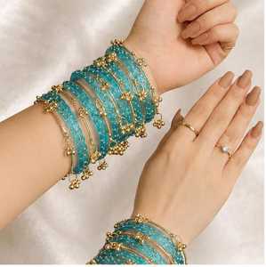 Pulseras Decorativas de Cristal Hechas a Mano en India, Pulseras de Cristal de Cachemira para Mujer, Venta al por Mayor, Joyería de Pulseras con Diseño de Gota de Lluvia - Product Image 5