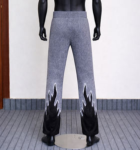 Pantalones y pantalones de punto para hombre OEM y ODM personalizados, prendas de punto de invierno, pantalones holgados cálidos informales con estilo, pantalones de mohair de punto con cordón peludo - Product Image 4
