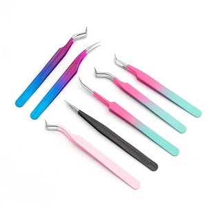 Pinzas para cejas de acero inoxidable, juego de pinzas para pestañas con etiqueta privada personalizada - Product Image 1