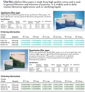 Papel de filtro de 90 mm de diámetro, Círculo de velocidad rápida, calidad - Product Image 3