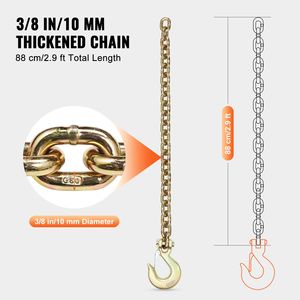 Catena di Trasporto G80 per Carichi Pesanti 3/8'' x 2.9FT, Confezione da 2, con Gancio a Moschettone, Capacità 7100 Libbre, Accessori per il Controllo Sicuro del Carico - Product Image 4
