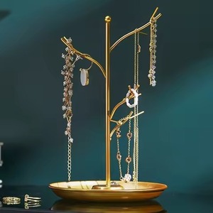 Metal <b>Tree</b> Jewelry Stand with Leaf Hooks for <b>Necklaces</b> Earrings Bracelets Rings Home Vanity Display Organizer - Product Image 3