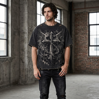 T-shirt Glory Custom à épaules tombantes, effet usé, 100% coton, tissu doux et à séchage rapide, nouveau style tendance, imprimé, unisexe.