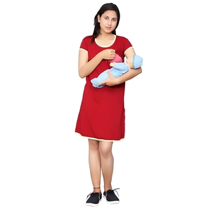 Tunique d'allaitement unie pour femmes enceintes, T-shirt de nuit pour femmes, haut d'allaitement - Product Image 1