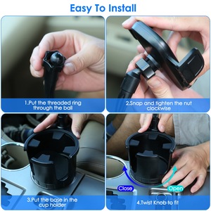 1 pezzo 2-in-1 portabicchieri per auto supporto per telefono a collo d'oca rotante di 360 gradi misura Base regolabile per la maggior parte dei telefoni tazze per autoveicoli - Product Image 1