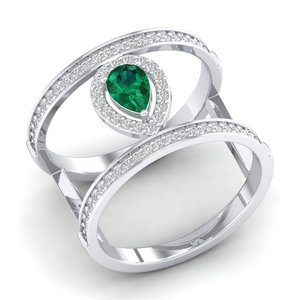 REYES Exquisite Pear Cut 0.5 Carat <b>Emerald</b> Gemstone Engagement <b>Ring</b> in 925 Sterling <b>Silver</b> Moissanite Jewelry For Women - Product Image 2