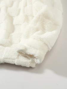 <b>Mens</b> Winter White Checkered Fluffy Hoodie <b>Sherpa</b> <b>Fleece</b> Oversized Fuzzy Warm Thick Pullover Plain Hooded Sweatshirt - Product Image 5