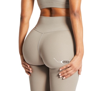 Mallas personalizadas de yoga para gimnasio para mujer, cintura media, costilla, logotipo impreso, tela de lana transpirable, ropa activa, medias para deportes informales - Product Image 1