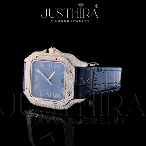 Reloj de Acero Inoxidable con Cuarzo Moissanite Premium, Caja Plateada de Estilo Antiguo, Elegante y Moderno con Brillantes Gemas - Product Image 4