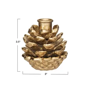 Handmade Decorative Metal Candle Holder with Geometric Iron ArtworkVintage Rustic Handmade Metal <b>Pinecone</b>-shaped Candlestick - Product Image 3