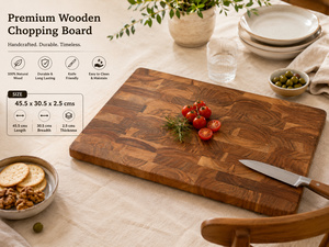 Tabla de Cortar Rectangular de Madera de Acacia Premium, Ecológica, con Asas Laterales para Preparación de Alimentos en la Cocina - Product Image 3