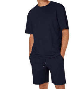 Men's <b>Light</b> Blue V-<b>neck</b> T-Shirt Set Solid Color Knitted Casual Summer Outfit Breathable Comfortable Fit Plus Size - Product Image 2