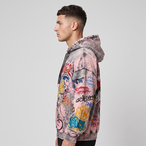 Sudadera con Capucha Personalizada con Bordado y Estampado Graffiti, Lavado Ácido, para Hombre, Tela de Felpa de 480g, Impresión por Descarga para Otoño - Product Image 4