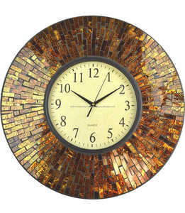 Mosaïque créative en fer Simple sans poinçon en bois massif horloge murale aiguille Art déco maison salon transfrontalier horloge décorative - Product Image 4