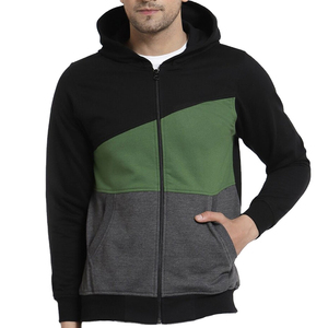 Sudadera con capucha premium para hombre con cremallera frontal, bloques de color, capucha con cordón, bolsillo canguro y puños acanalados. Ideal para ropa deportiva, gimnasio y uso universitario. - Product Image 2