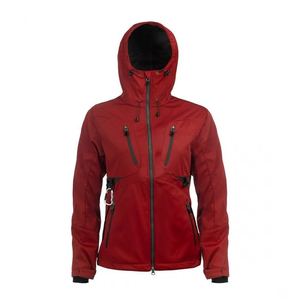 Veste matelassée imperméable à capuche pour homme, rouge uni, fermeture éclair, veste sportive d'hiver, plusieurs poches - Product Image 1