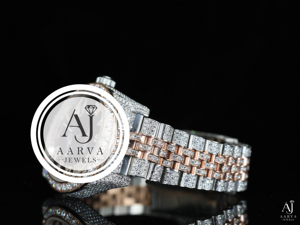 Luxury Diamond Inlay <b>Mechanical</b> <b>Watch</b> 20mm Band 30mm Dial Date Display Two Tone Stainless Steel Dress Wristwatch for Men - Product Image 2