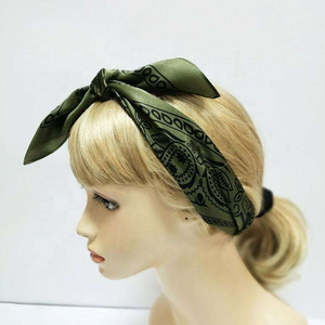 Bandana carré vert olive avec motif Paisley en polyester, décontracté, multifonctionnel, utilisable en toutes saisons - Product Image 5