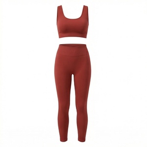 Conjunto de Ropa Deportiva para Gimnasio y Yoga al por Mayor, Conjunto de 2 Piezas para Entrenamiento, Diseño de Top Corto sin Mangas, Traje Deportivo para Mujer - Product Image 1