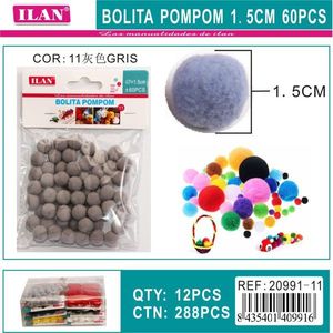 Bolas de Pompones Ilan de 1.5 cm, Grises, 60 Piezas, Decoraciones para Manualidades - Product Image 3