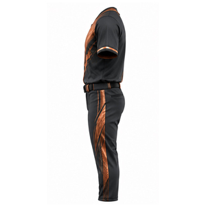 Ensemble de maillot de baseball noir et marron pour homme avec pantalon noir, tissu respirant, 100 % polyester, coupe classique, manches courtes, toutes saisons - Product Image 5