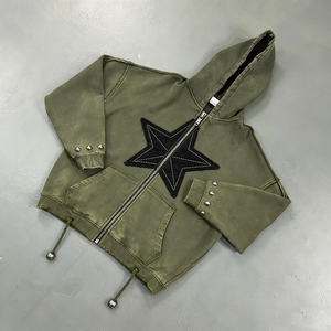Sudadera con Capucha Gótica para Hombre, Estampado de Telaraña Negra, Talla Grande, Tejido de Algodón, Corte Regular, Estilo Urbano Otoñal - Product Image 4