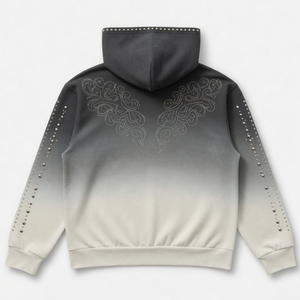 Sudadera con capucha de lujo personalizada con cremallera, degradado de invierno, lavada, estilo urbano oversize, premium, de algodón 100% de alto gramaje - Product Image 2