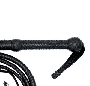 Fouet en cuir noir à poignée tressée 16 brins, fouet de combat robuste WP-1101 - Product Image 5