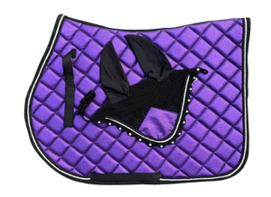 Tapis de selle équestre en maille respirante avec doublure scintillante, taille complète, tapis de selle en maille équestre avec bonnet assorti - Product Image 5