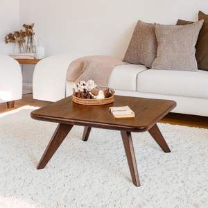 Mesa de Centro Cuadrada de Madera Maciza de Sheesham para Sala de Estar |   Mesa de Centro Moderna con Patas Triangulares Resistentes |   Mesa de Té de Madera - Product Image 3