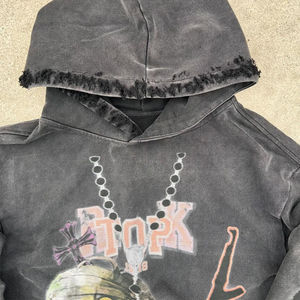 Sweat à capuche personnalisé OEM pour homme, hiver, brodé, 100% coton, polaire uni, strass, écologique, streetwear - Product Image 2