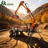 Remorque forestière robuste de 2 tonnes pour ATV/UTV avec grue hydraulique de 3,4 m de portée et rotation à 360 degrés, pour le transport de bois, avec roulement de moteur