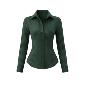 Camisa de Vestir de Manga Larga a Rayas para Hombre, Cuello Camisero, Tela Popelina, Ropa Formal de Otoño - Product Image 2