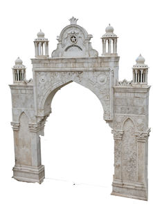 Portique d'entrée architectural en marbre naturel, sculpté à la main, résistant aux intempéries, entièrement personnalisable, pour les designs de mosquées - Product Image 2