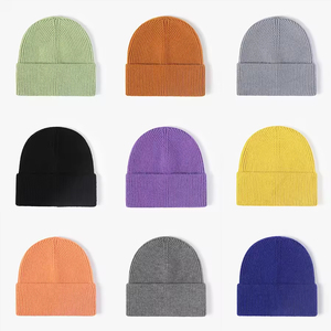 Unisex <b>Winter</b> Warm 100% Cotton Adult Skully Beanie <b>Hats</b> Solid Color Plain Custom Embroidery Logo Stylish Image Design - Product Image 3