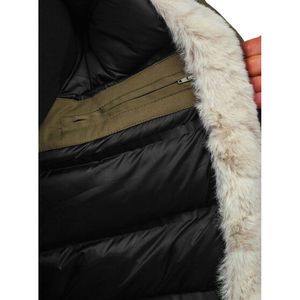 Global Industry <b>Men</b> <b>Long</b> Hooded Canvas Puffer Jacket Olive Green Fur Trim Windproof Casual Winter <b>Coat</b> Polyester Wadding - Product Image 3