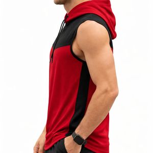 Débardeur à capuche de qualité supérieure pour hommes, idéal pour la gym, le fitness, l'entraînement, le bodybuilding, tissu robuste et résistant. - Product Image 3