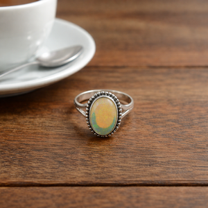 Natural Rainbow Ethiopian <b>Opal</b> <b>Ring</b> 925 Sterling Silver Handmade Statement Rose Gold Yellow Gold Plated Oval Gemstone Jewelry - Product Image 6