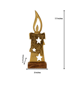 Metal <b>Christmas</b> Candle Decor With Star Cutouts On Wooden Base Traditional Holiday Ornament <b>Christmas</b> decor home decor - Product Image 6