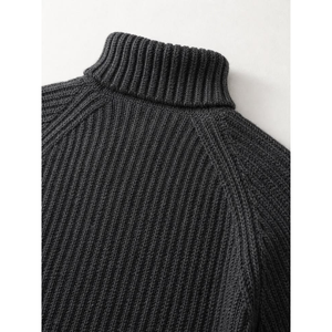 Pull à col roulé pour homme 100% laine, manches longues, tricot épais, couleur unie, pull d'hiver - Product Image 4