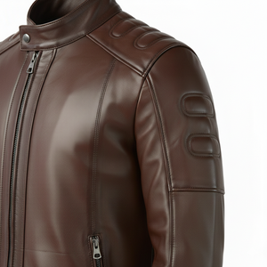 Chaqueta Safari de Cuero Impermeable Casual para Hombre, Nueva Colección de Invierno, Estilo HIGH STREET, Cuello Mao, Cierre de Cremallera, Color Sólido, Lona y Piel de Oveja, Venta al por Mayor - Product Image 5