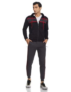 ชุดวอร์มมีฮู้ดคุณภาพสูง เนื้อผ้าระบายอากาศได้ดี พร้อมกางเกงจ็อกกิ้ง แจ็คเก็ตเทคฟลีซ  รับสกรีนโลโก้ ผลิตจากโพลีเอสเตอร์/คอตตอน - Product Image 1