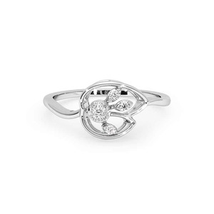 Anillo de Compromiso y Boda de Plata de Ley 925 con Flor de Diamantes, Corte Brillante Redondo, Engaste de Garras, Estilo Romántico, para Mujer - Product Image 3