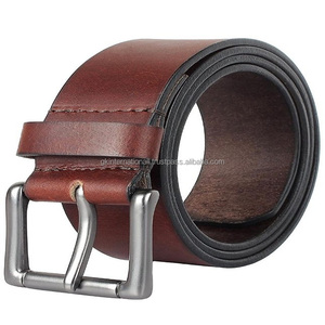 เข็มขัดลำลองคุณภาพสูงสำหรับผู้ชายหนังผิวเรียบสีน้ำตาลเข้มพร้อมหัวเข็มขัดโลหะเงินทุกขนาดและสามารถปรับแต่งได้ - Product Image 4