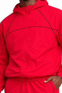 Ensemble coupe-vent léger à capuche pour hommes, style décontracté, avec fermeture éclair intégrale et short assorti, vêtements de sport d'extérieur pour hommes - Product Image 3