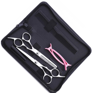 Ensemble professionnel de coiffure et de texture pour cheveux, ciseaux de salon en acier inoxydable avec peigne de toilettage et pochette de rangement haut de gamme - Product Image 1