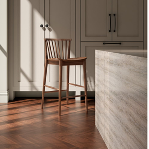 Tabouret de bar moderne en bois massif, finition noyer, pour café, restaurant, comptoir, salle à manger, mobilier minimaliste, sièges de bar - Product Image 6