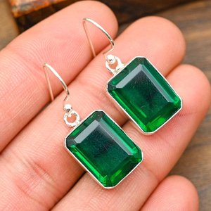 Pendientes de diopsido cromado, plata de ley 925, joyería artesanal, pendientes naturales, regalo para mujer - Product Image 1