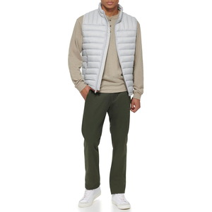 Mens Light Gray Puffer Vest Quilted Waistcoat <b>Padded</b> Bodywarmer Stand Collar Sleeveless Jacket for Winter Gilet - Product Image 5