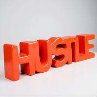 Décoration de table en bois d'ingénierie, style moderne, avec motif de sculpture sur bois Smart Art et message de motivation 'Smart Art Hustle', objet décoratif